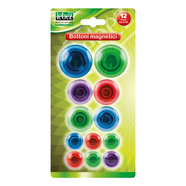lebez-bottoni-magnetici-colorati-blister-12-pezzi-3-misure image 1