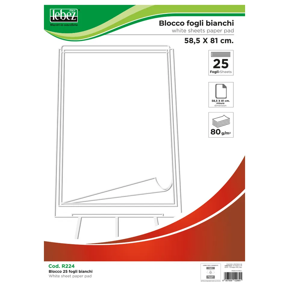 lebez-blocco-25-fogli-bianchi-per-lavagna-58-5x81-cm image 1