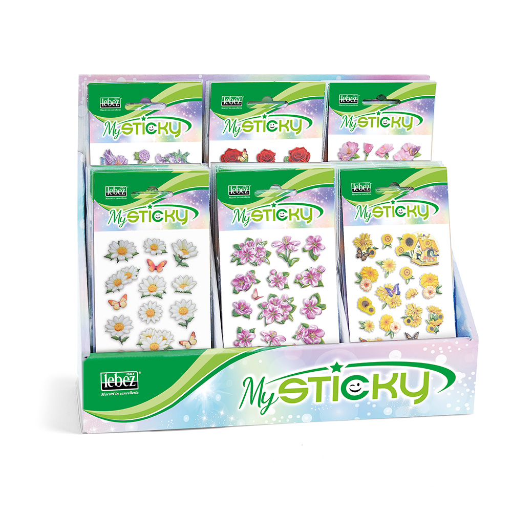 lebez-espositore-stickers-fiori-stickers-adesivi-gommati-3d-48-buste image 1
