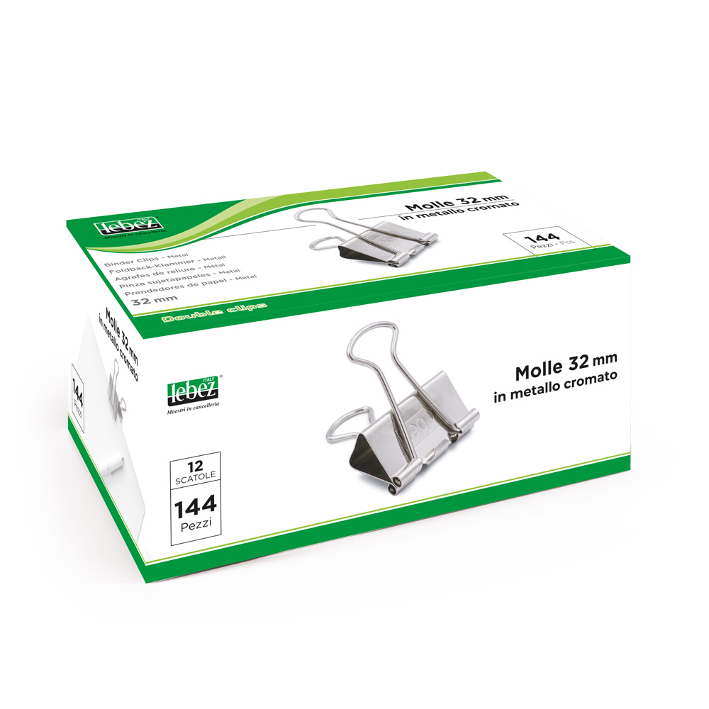 lebez-double-clip-32-mm-molle-metallo-cromato-box-144-pz image 2