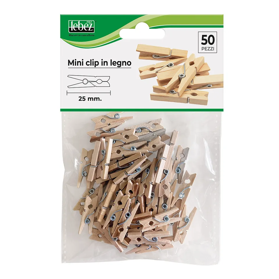 lebez-mini-clip-in-legno-50-pezzi-per-biglietti image 1