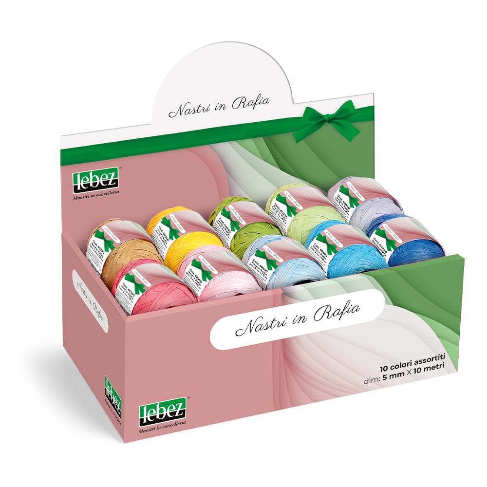 lebez-nastro-rafia-pastel-10-m-rotolo-decorativo image 1