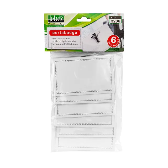 lebez-portabadge-90-x-55-mm-con-spilla-e-clip-confezione-6-pezzi image 1