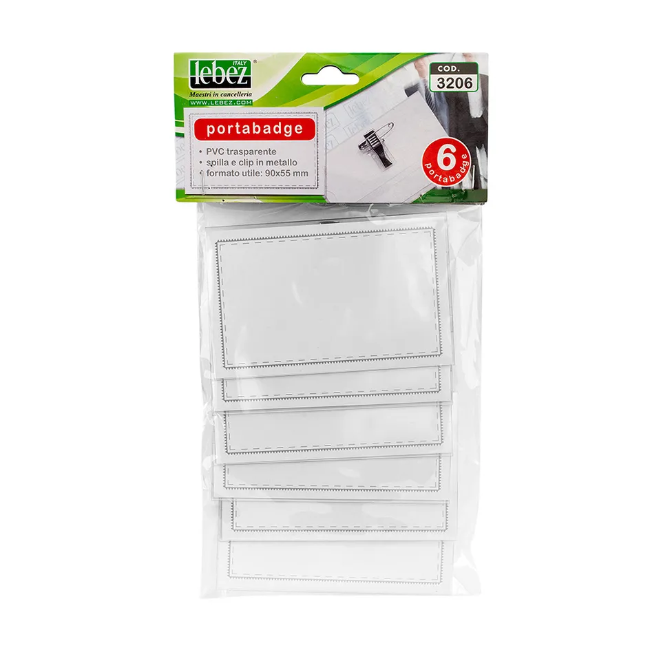 lebez-portabadge-90-x-55-mm-con-spilla-e-clip-confezione-6-pezzi image 1