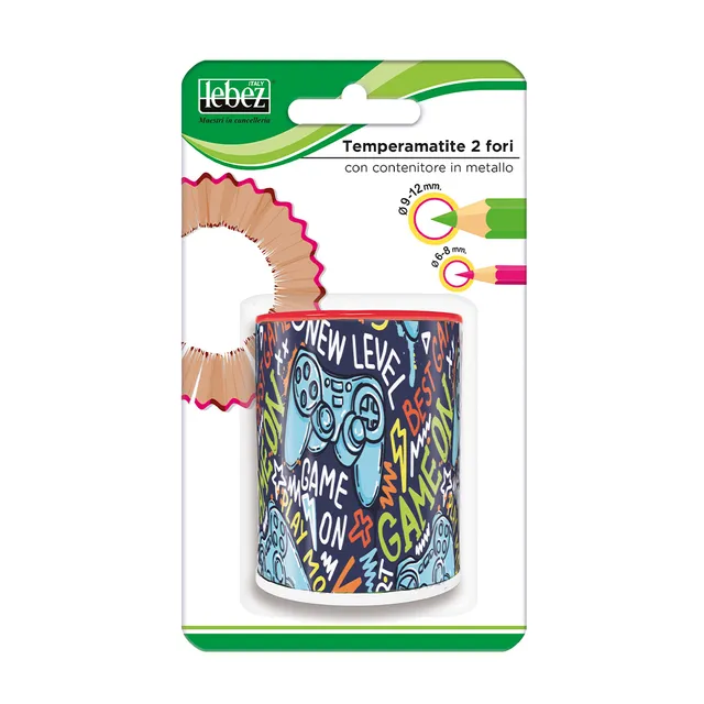 lebez-temperamatite-2-fori-con-contenitore-metallo-in-blister image 1