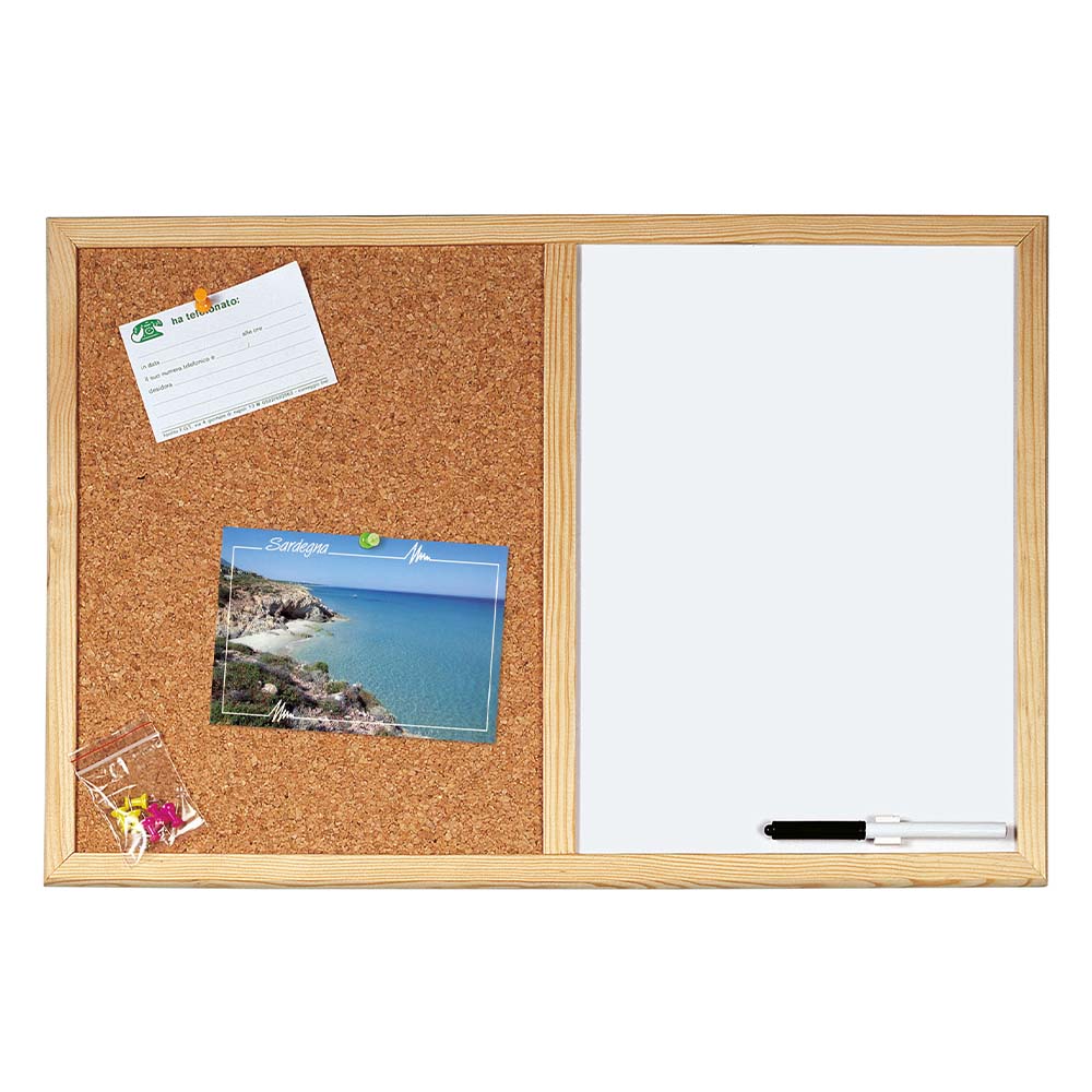 lebez-lavagna-doppia-60-x-40-cm-sughero-e-bianca-con-cornice-legno image 1