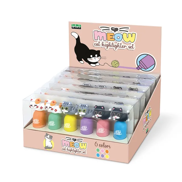 lebez-meow-set-6-mini-evidenziatori-pastello image 1