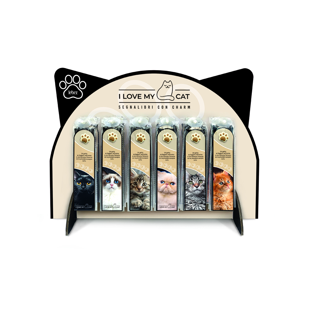 lebez-segnalibro-i-love-my-cat-in-cartoncino-sagomato-con-charms image 7