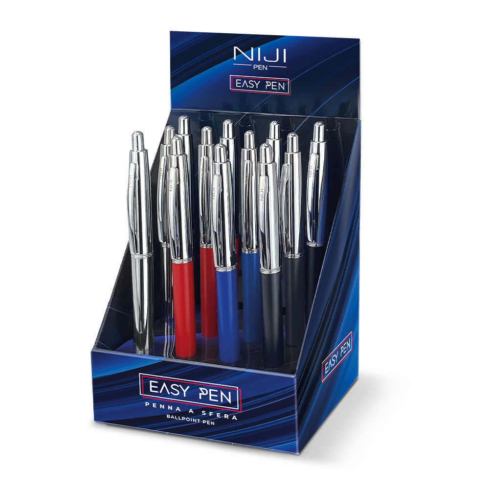 lebez-easy-pen-penna-a-sfera-metallo-cromato-espositore-12-pezzi image 3