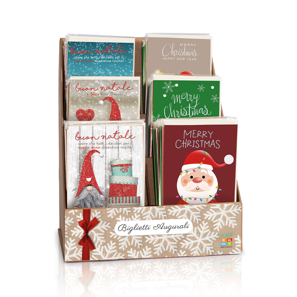 lebez-espositore-biglietti-natale-glitterati-con-busta-60-pezzi image 2