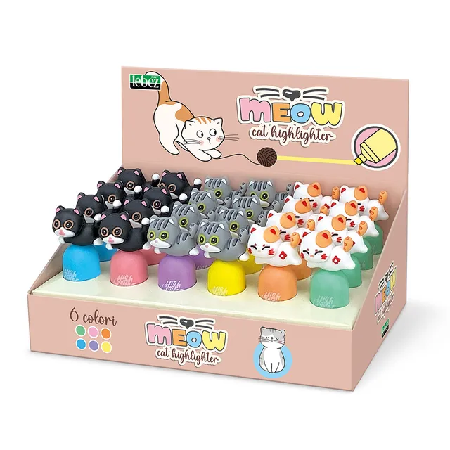 lebez-meow-mini-evidenziatore-pastello-6-colori-3-soggetti image 1