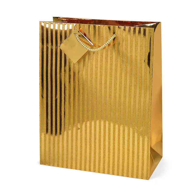 lebez-shopper-glitterata-a-righe-con-biglietto-26x32-5x12-7-cm image 1